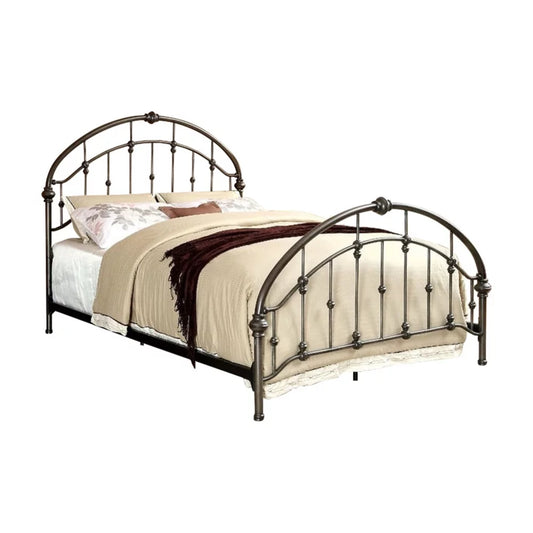 California King Metal Bed with Knot Detailing, Bronze