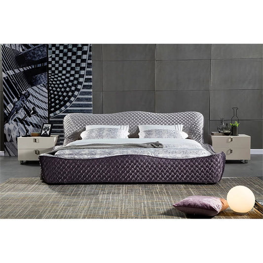 B-C260 Purple Color California King Bed with Tufted Design