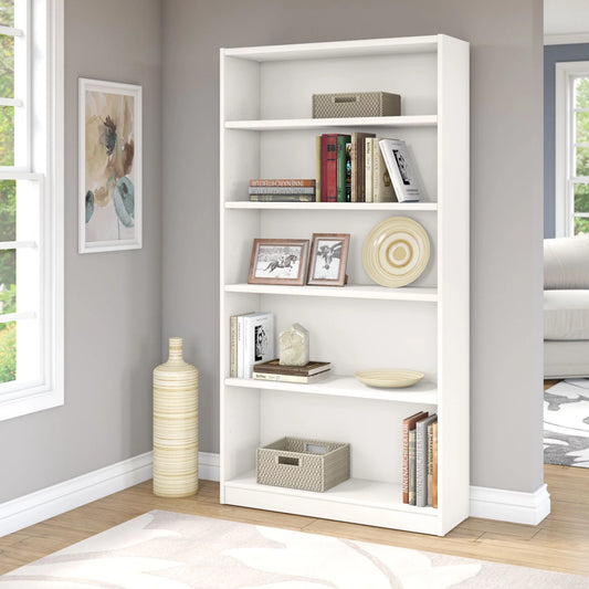 Bush Furniture Universal 5 Shelf Bookcase in Pure White