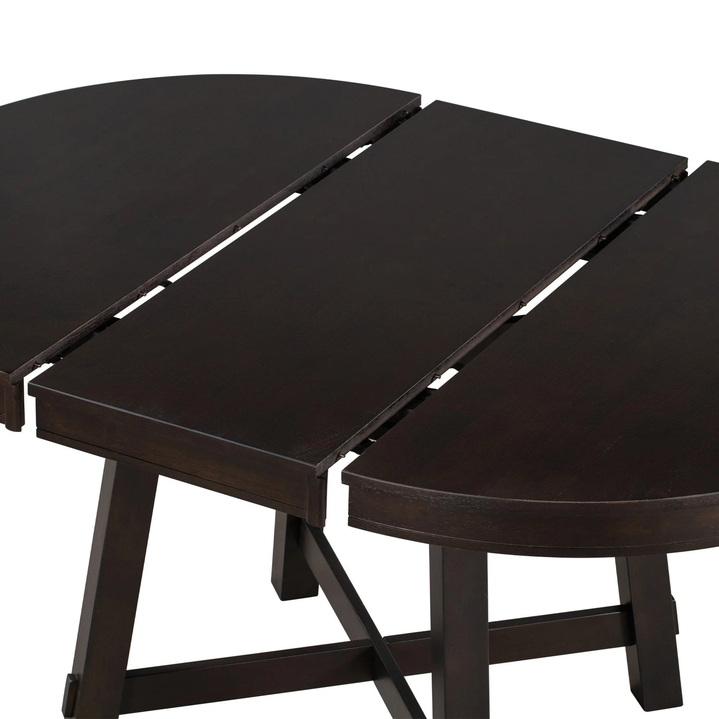 5-Piece Round Extendable Dining Table Set Brown